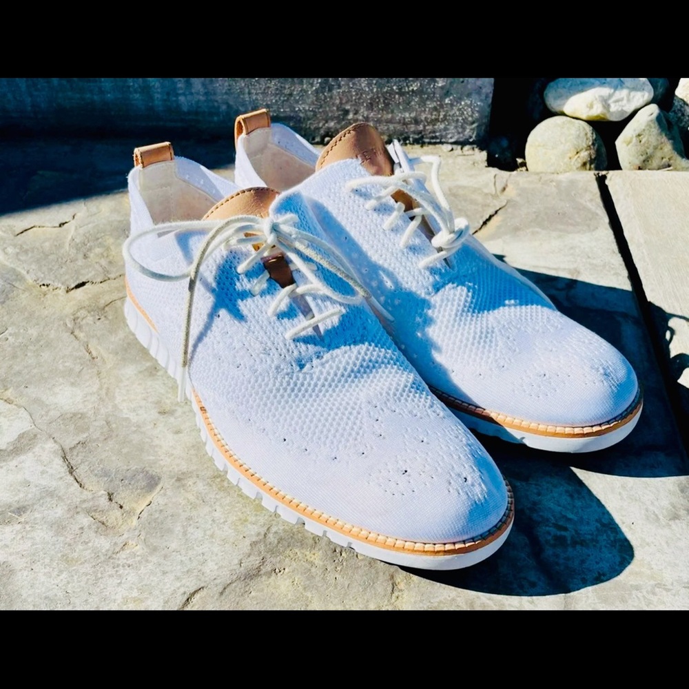 Cole Haan ZeroGrand Stitch Wingtip Oxford white